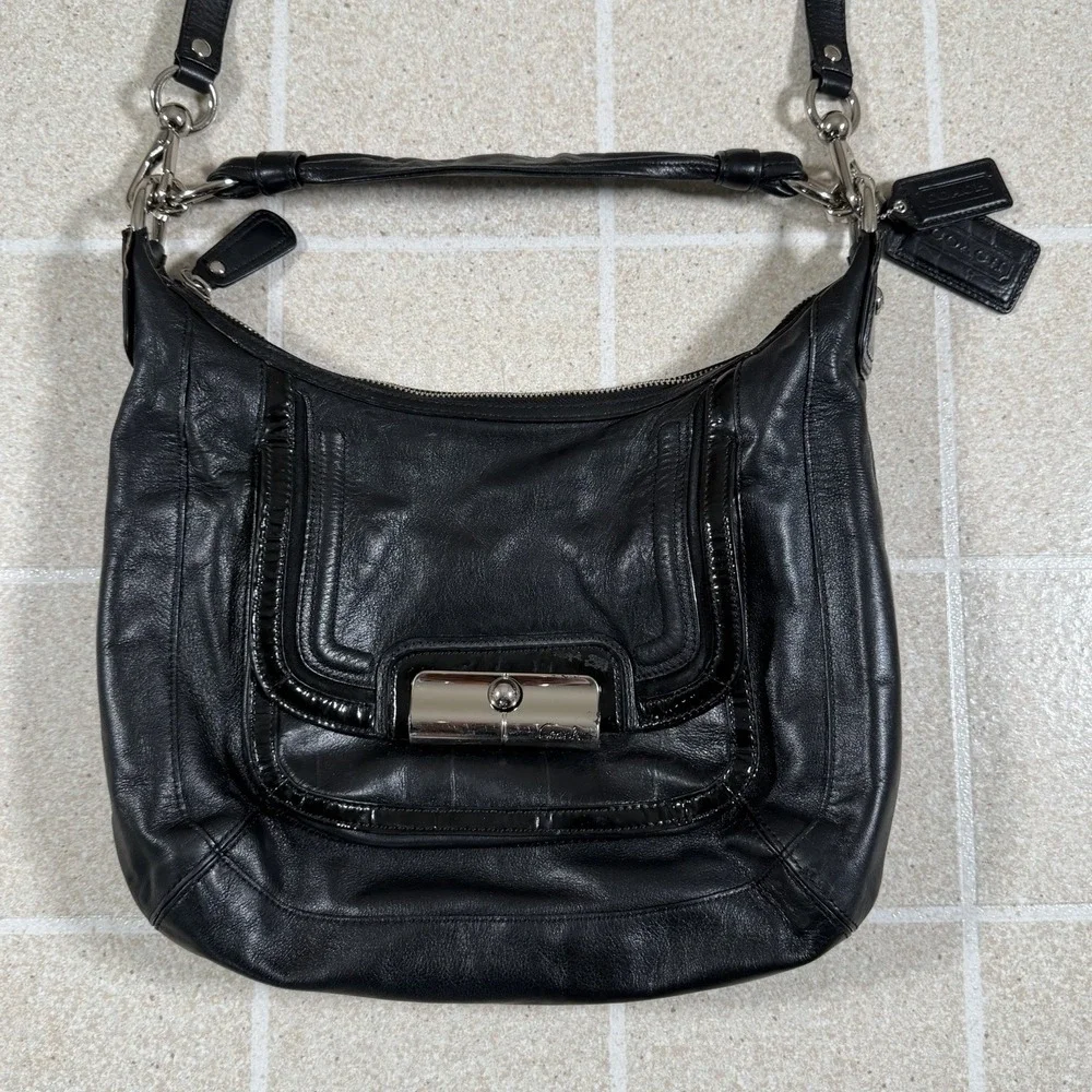 Vintage Y2K Coach Kristin Spectator Leather Hobo Shoulder Bag Crossbody Black